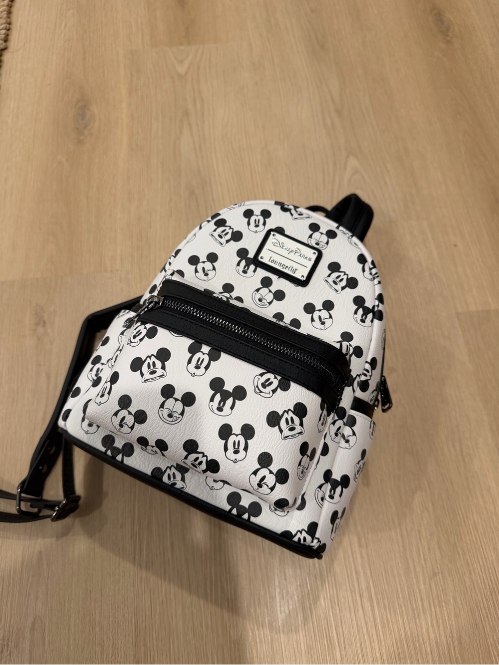 Loungefly White & Black Mickey Pattern Mini Backpack